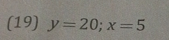 (19) y=20; x=5