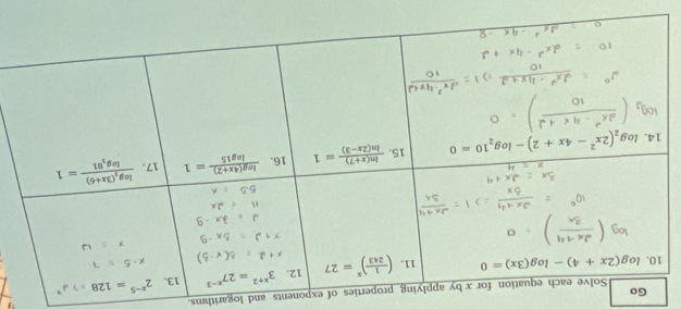 es of exponents and logarithms.