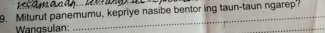 Miturut panemumu, kepriye nasibe bentor ing taun-taun ngarep? 
Wangsulan: 
_ 
_
