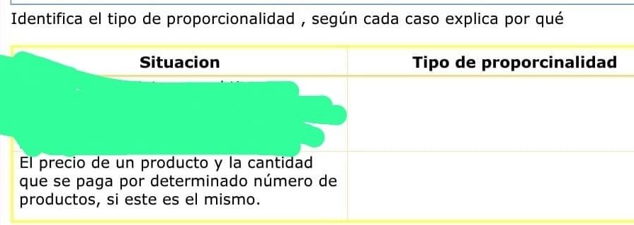 Identifica el tipo de proporcionalidad , según cada caso explica por qué