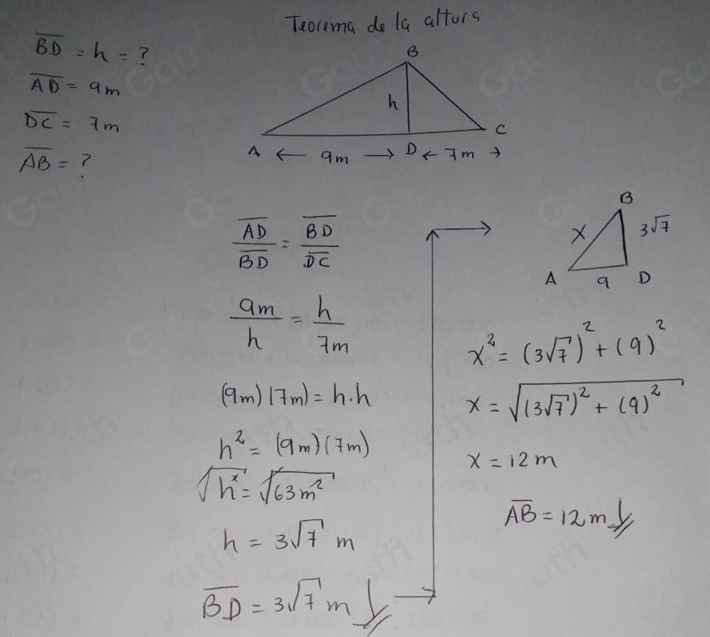 Solved: Si el triángulo de la figura adjunta es rectángulo en B ...
