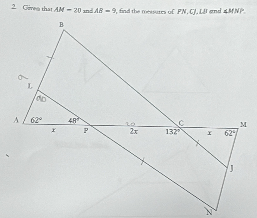 Given that AM=20 and AB=9