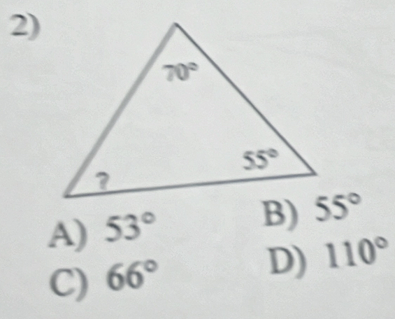 A) 53°
B)
C) 66°
D) 110°