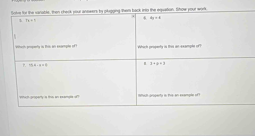 ck into the equation. Show your work.