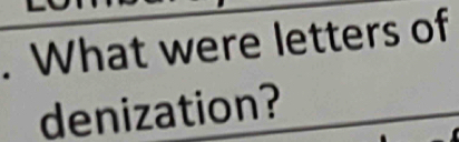 What were letters of 
denization?