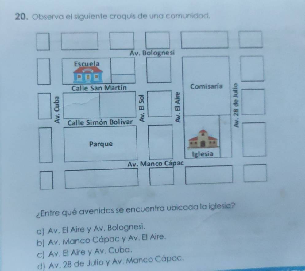 Resuelto:Observa el siguiente croquis de una comunidad. Av. Bolognesi