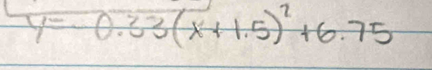 y=0.33(x+1.5)^2+6.75