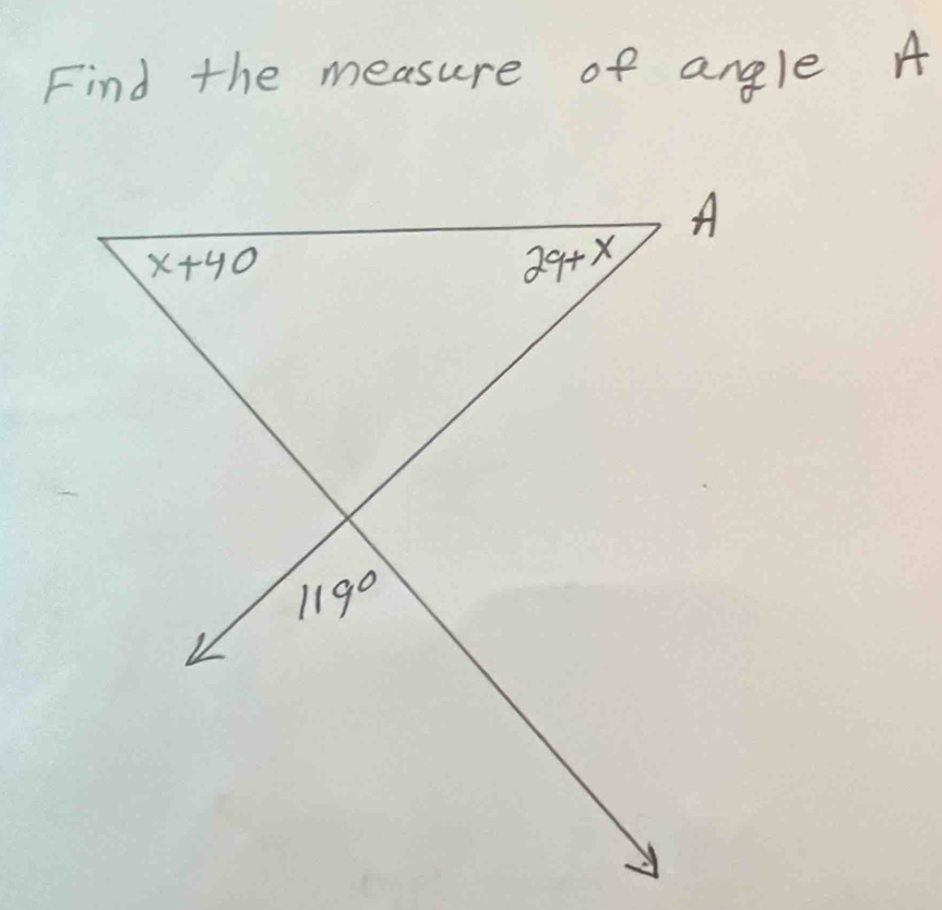 Find the measure of angle A