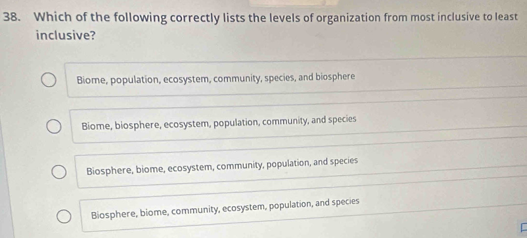 Solved: Which of the following correctly lists the levels of ...