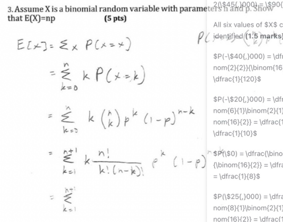 Solved: (1$45 .3000).=1$90 3. Assume X is a binomial random variable ...