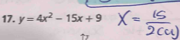 y=4x^2-15x+9