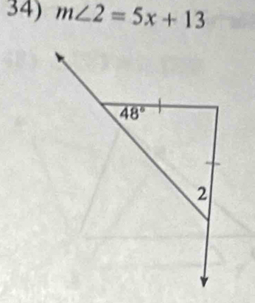 m∠ 2=5x+13