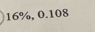 16%, 0.108