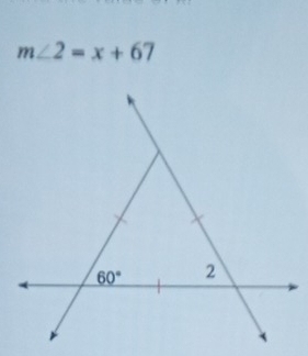 m∠ 2=x+67