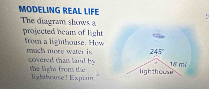Solved: MODELING REAL LIFE r The diagram shows a projected beam of ...