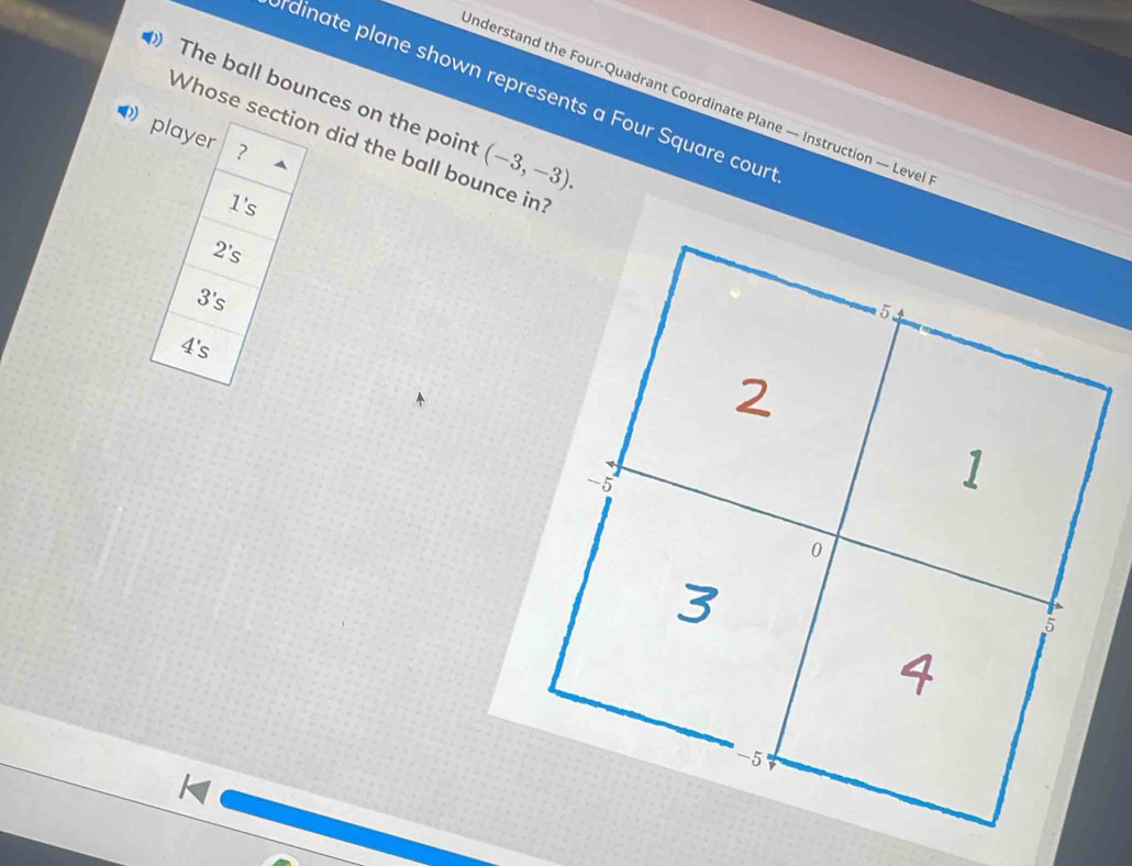Solved: The ball bounces on the point ordinate plane shown represents a ...