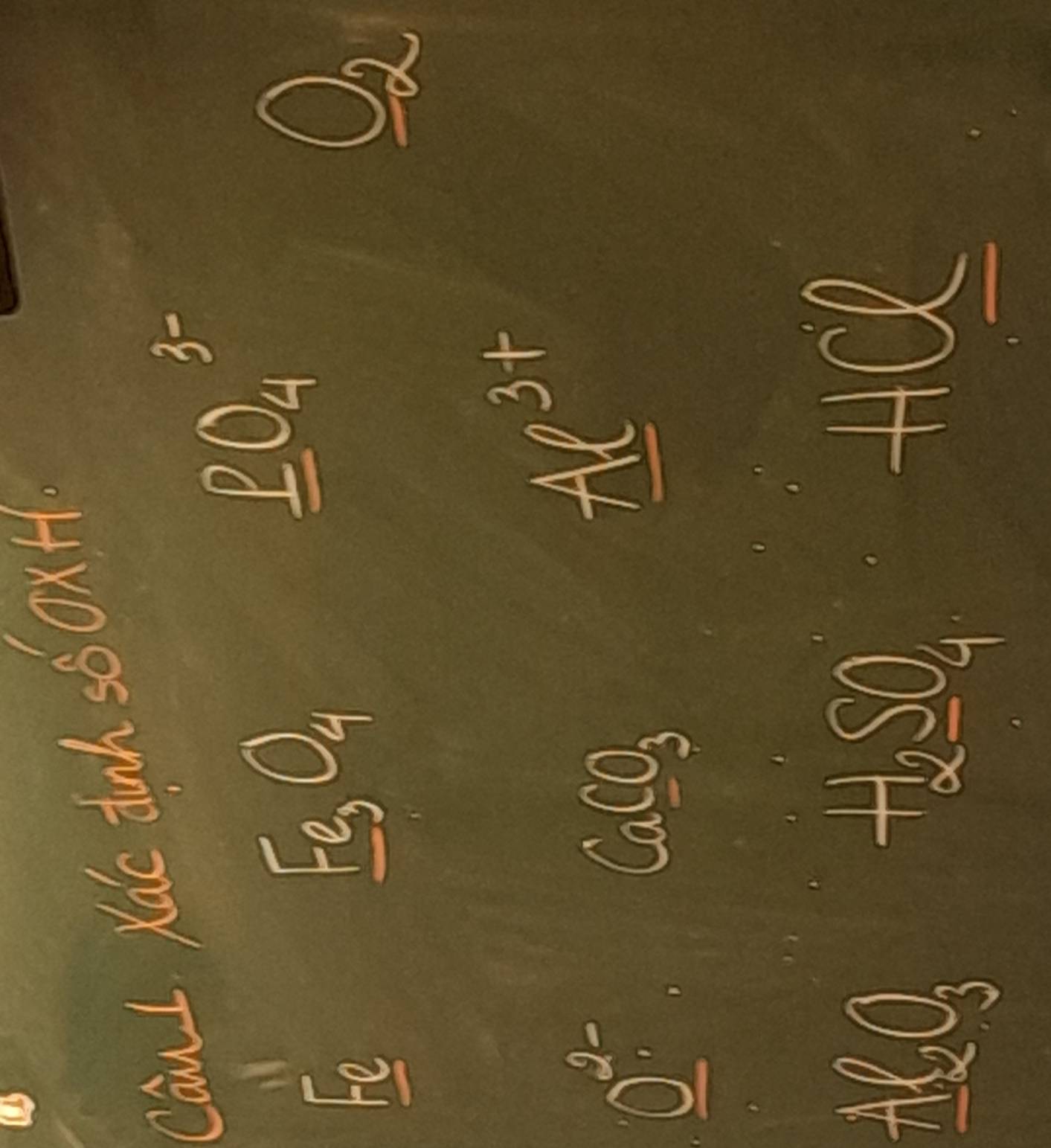 Can L Xic dinh s6OxH. 
Fe
E_O_4 frac □ /x(x=frac /x -sqrt(□ )10= □ /□   
_ _ p_4^((3-)
O_2)
CaCO_3
Al^(3+)
1100
HSO_4· HCl