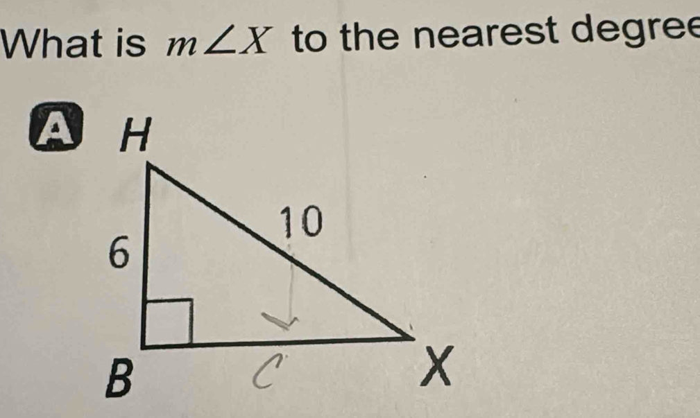 What is m∠ X to the nearest degree