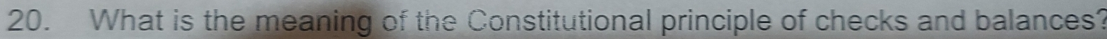 What is the meaning of the Constitutional principle of checks and balances?