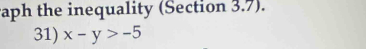 aph the inequality (Section 3.7). 
31) x-y>-5