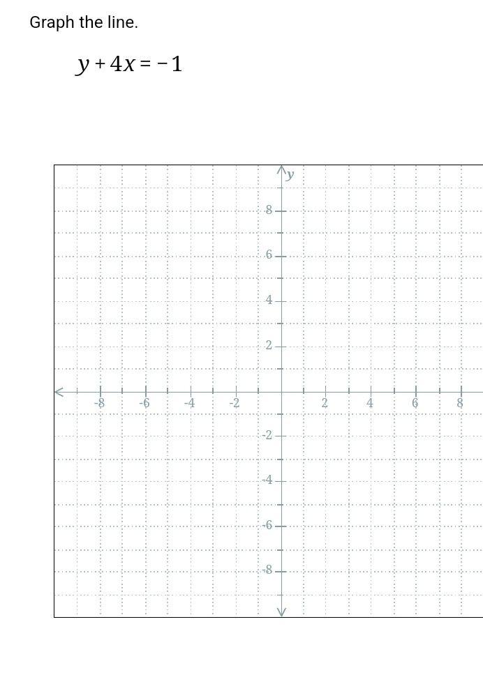 Graph the line.
y+4x=-1
8