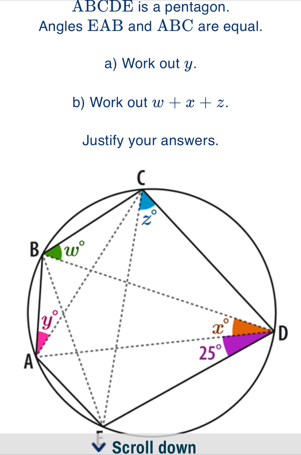 Solved: ABCDE is a pentagon. Angles EAB and ABC are equal. a) Work out ...