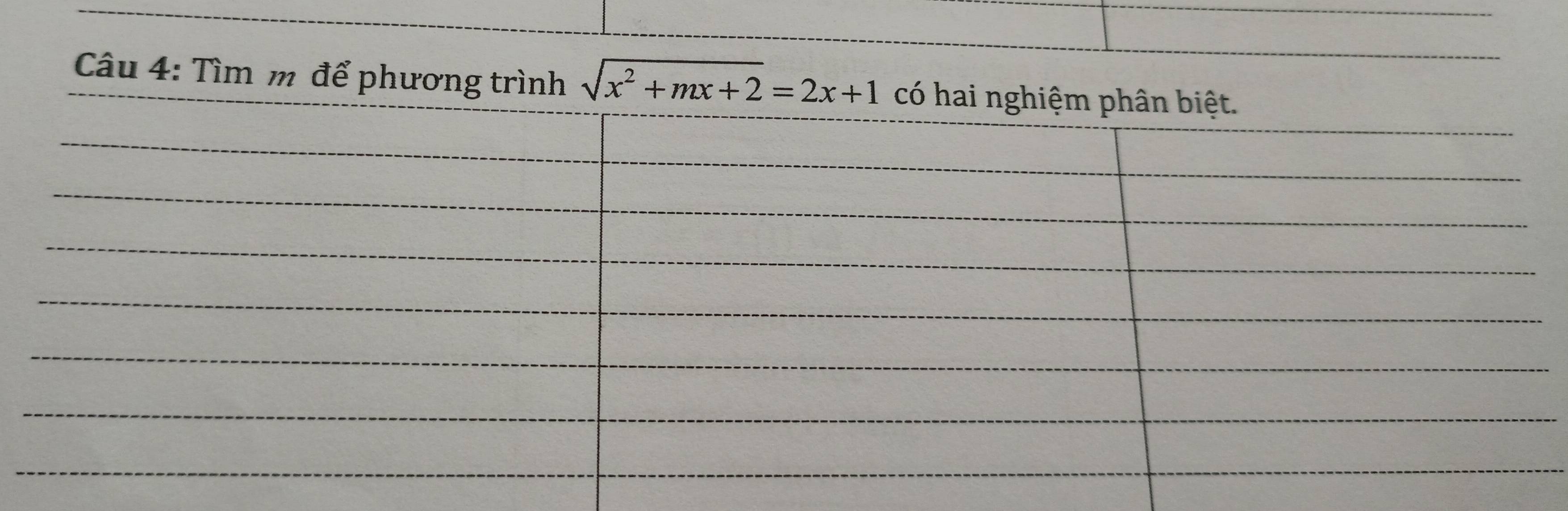 Tìm m để phương trình sqrt(x^2+mx+2)=2x+1