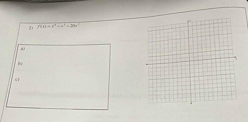 f(x)=x^4-x^3-20x^2
a) 
b) 
c)