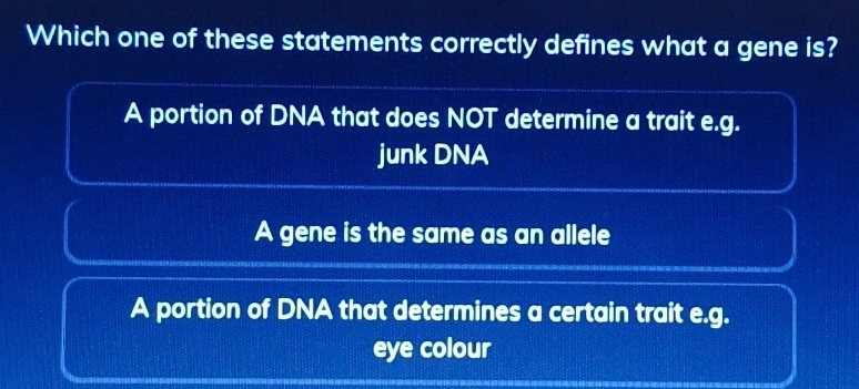 Résolu :Which one of these statements correctly defines what a gene is ...