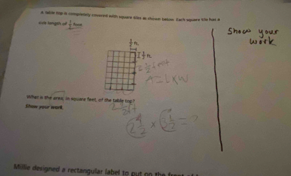 Solved: A table top is completely covered with square tiles as shown ...