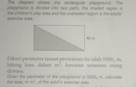 Solved: The diagram shows the rectangular playground. The playground is ...