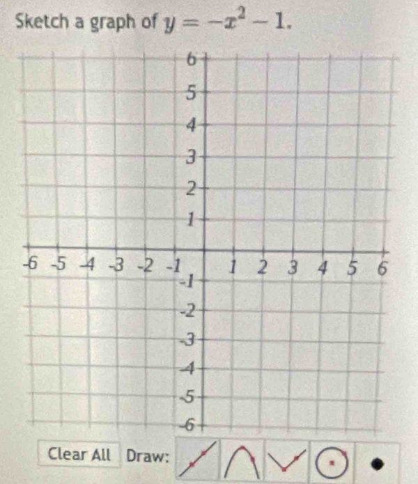 Sketch a graph of y=-x^2-1. 
Clear All Draw: