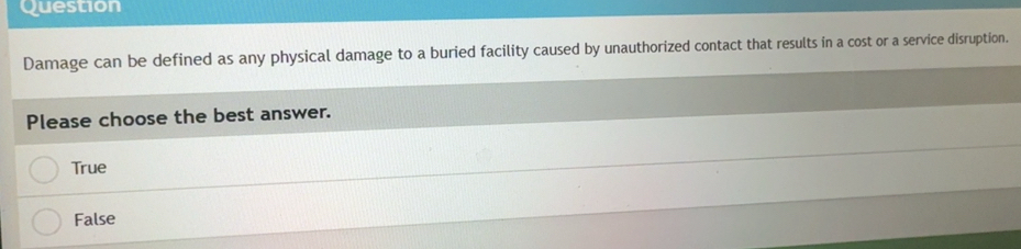 Solved: Question Damage can be defined as any physical damage to a ...