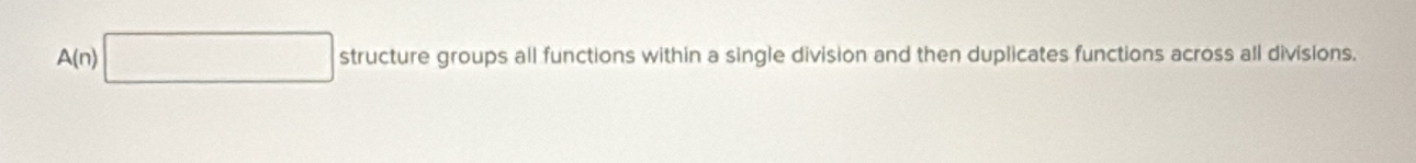 A(n)| structure groups all functions within a single division and then duplicates functions across all divisions.