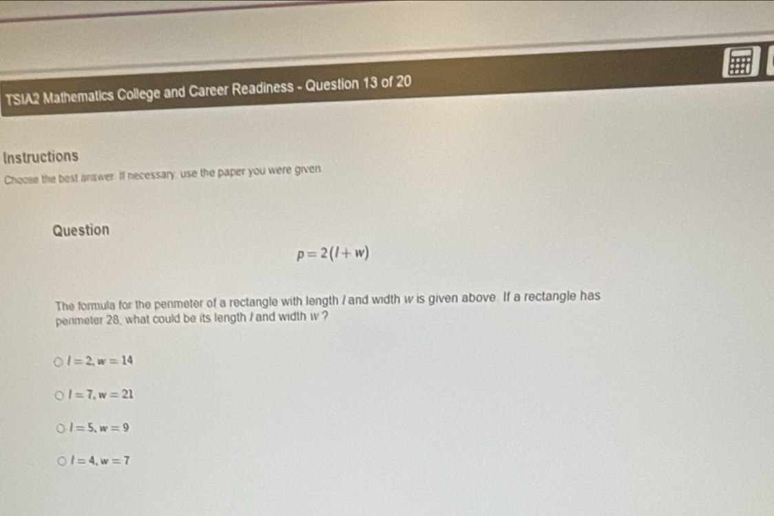 Solved: TSIA2 Mathematics College and Career Readiness - Question 13 of ...