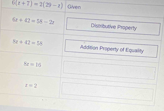 6(z+7)=2(29-z)