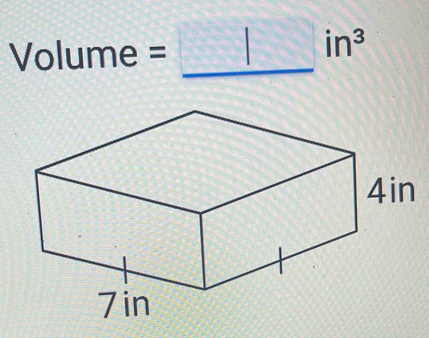 Vo lume =
in^3
_