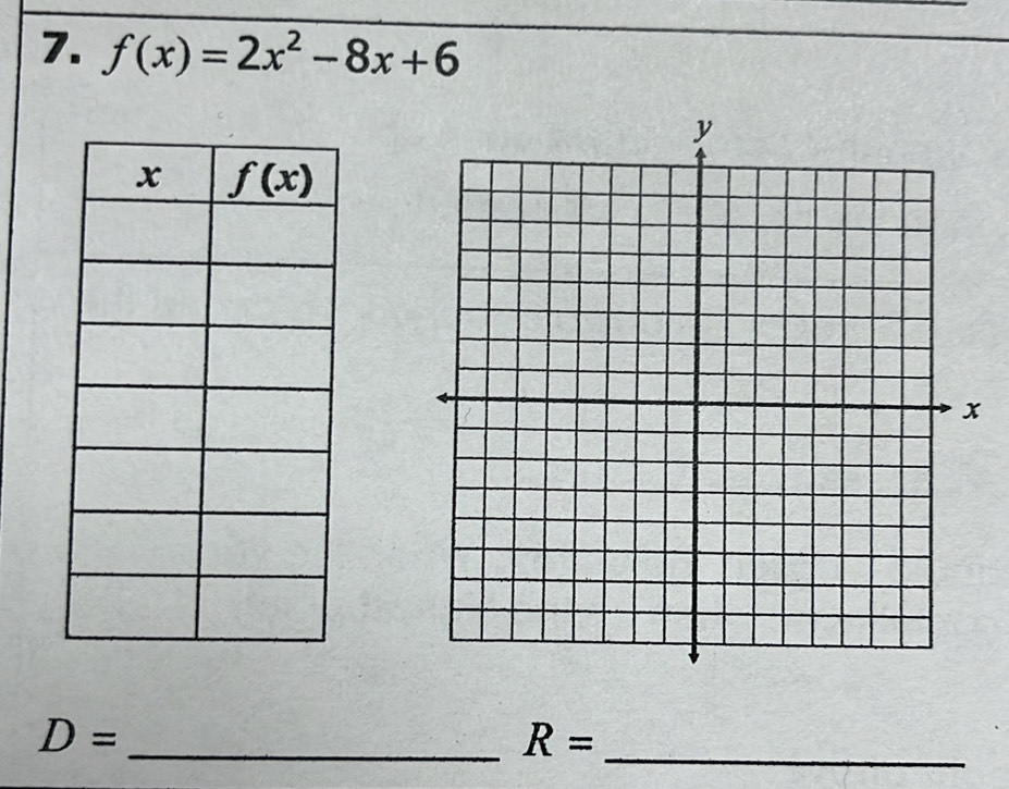 f(x)=2x^2-8x+6
D= _
R=
_