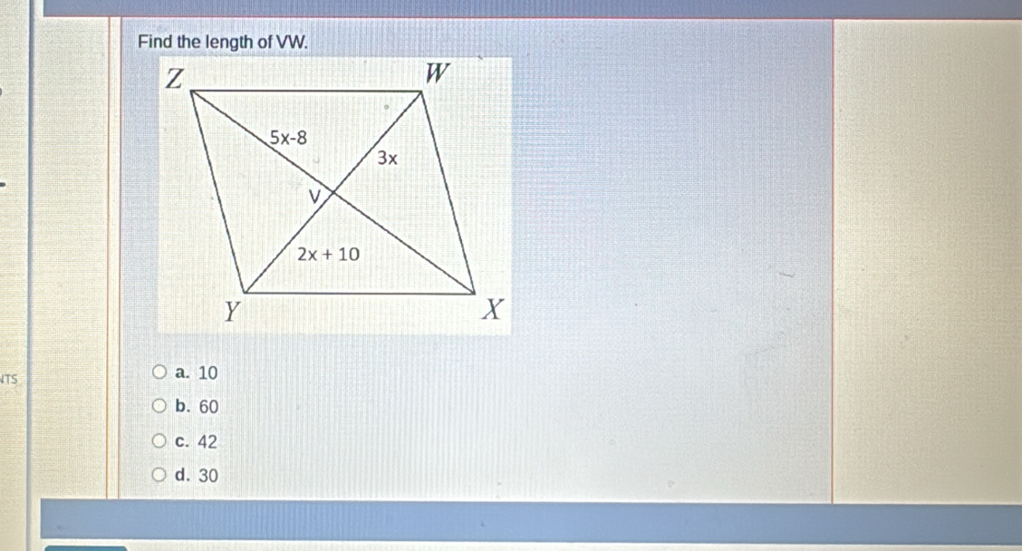 TS
a. 10
b. 60
c. 42
d. 30
