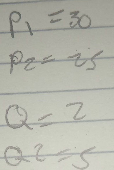 P_1=30
p_2=25
Q=2
Q2=5