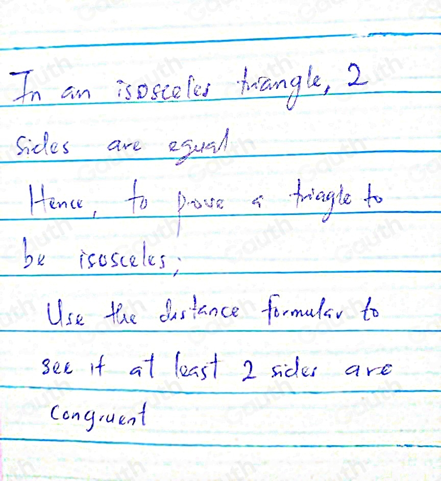 Solved: How can you prove a triangle is isosceles? Use the distance ...