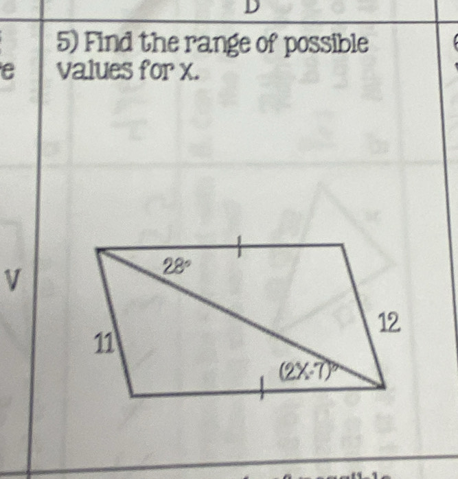 Find the range of possible
C values for x.
V