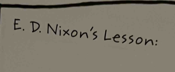 Nixon's Lesson