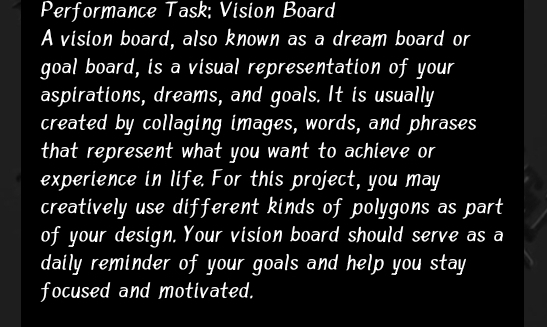 Solved: Performance Task; Vision Board A vision board, also known as a ...