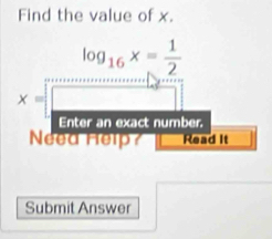 Find the value of x.
Submit Answer