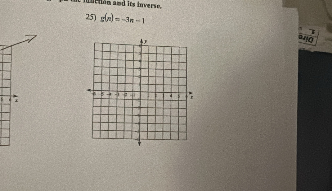 it function and its inverse. 
25) g(n)=-3n-1 a 

$