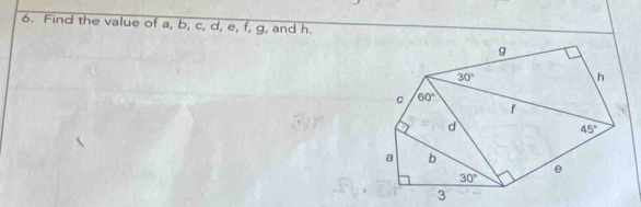 Find the value of a, b, c, d, e, f, g, and h.