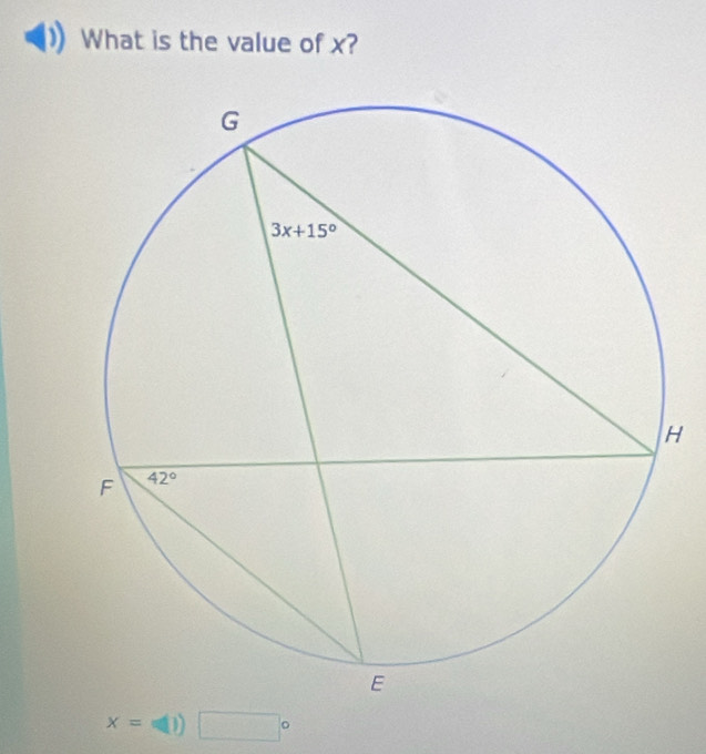 What is the value of x?
H
x=□ ) □°