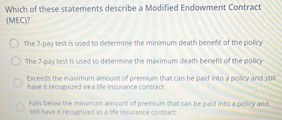 Solved: Which of these statements describe a Modified Endowment ...