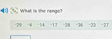 What is the range?
-29 -4 -14 -17 -28 -36 -23 -27